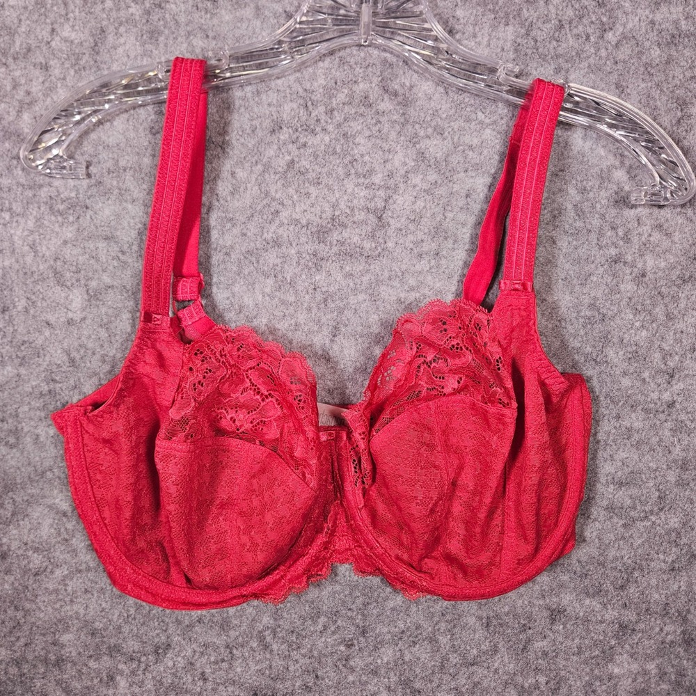Panache Womens Red Envy Full Cup Lace Underwire Side Support Bra 7285 38F